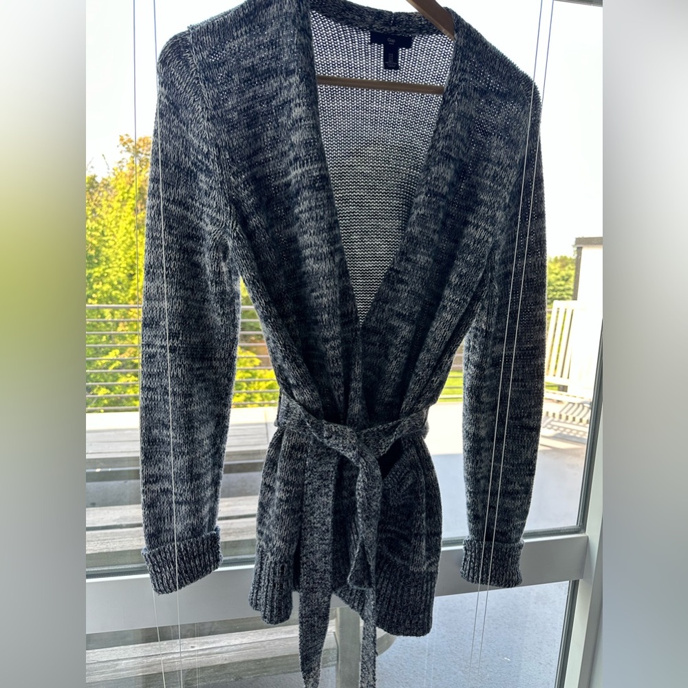 GAP Factory Open Front Navy and White Cardigan with Belt Size S
